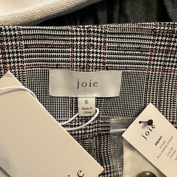 NWT Joie 'Abony' Glen Plaid Straight Leg Cropped Trousers pants 6 grey - Picture 7 of 8